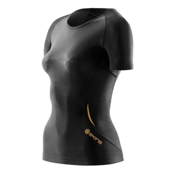 SKINS A400 WOMEN'S COMPRESSION SHORT SLEEVE TOP-BLACK – GowildsBicycles